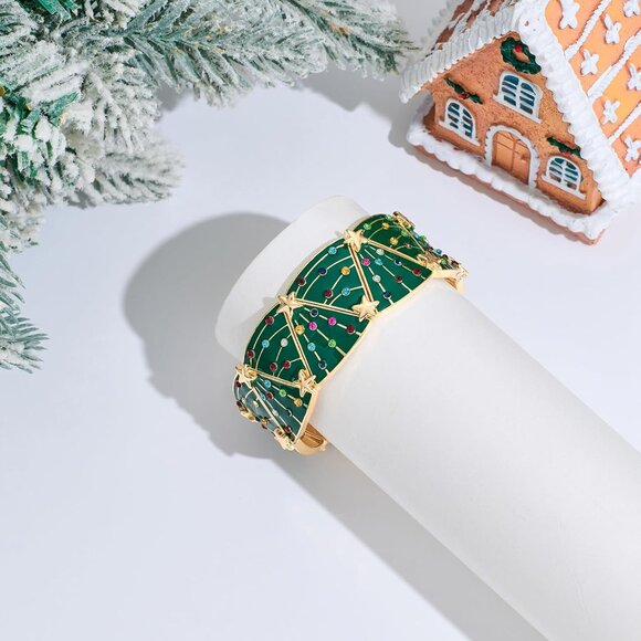 Christmas Tree Bracelets for women Trendy Colorful Holiday Bangle Cute Xmas Orna - Picture 5 of 8